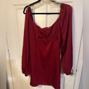 Altar'd State Red Long Sleeve Mini Dress